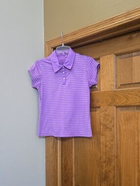 adidas Purple Striped Polo Top